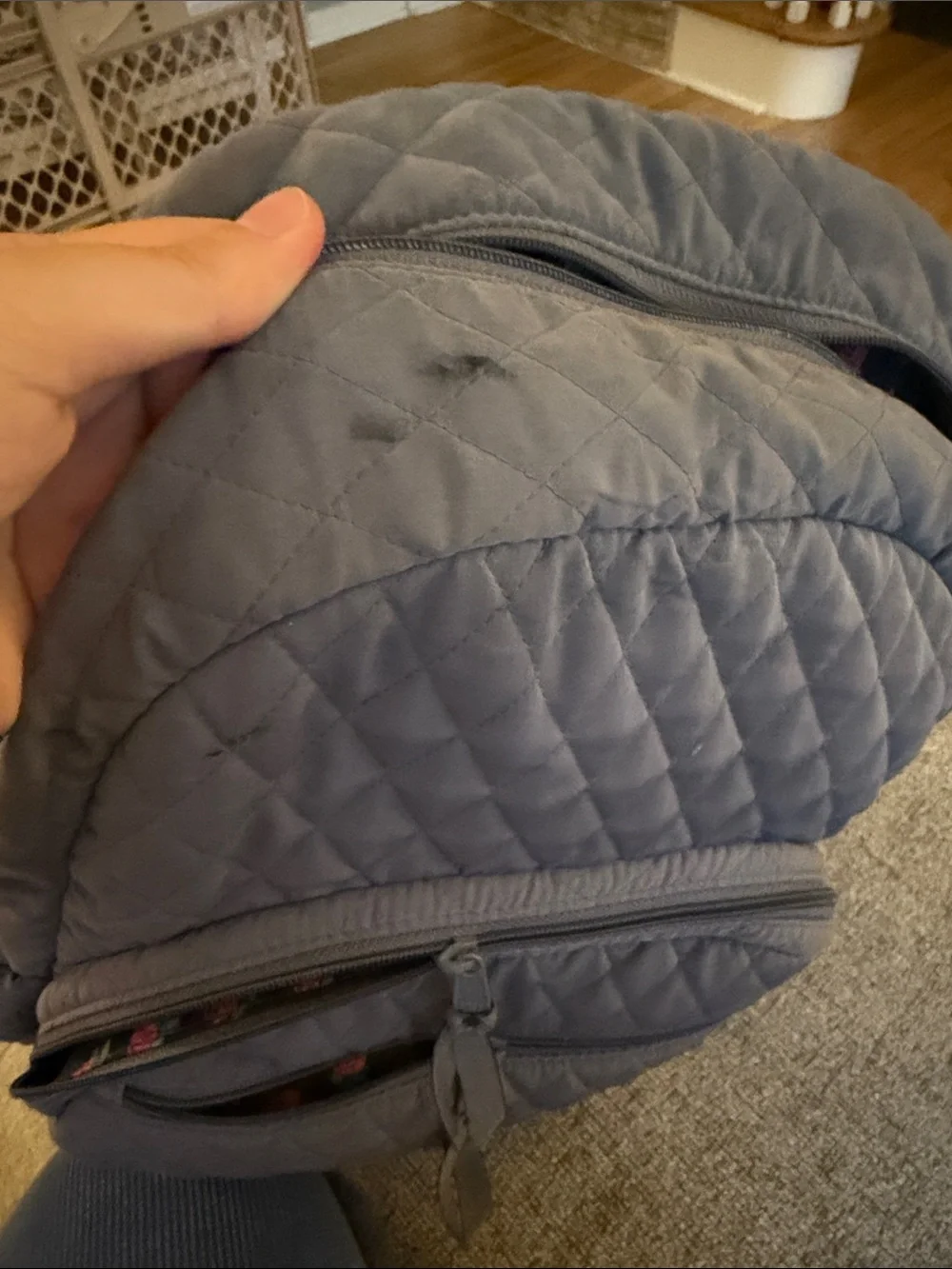 Quilted Gray Vera Bradley Backpack